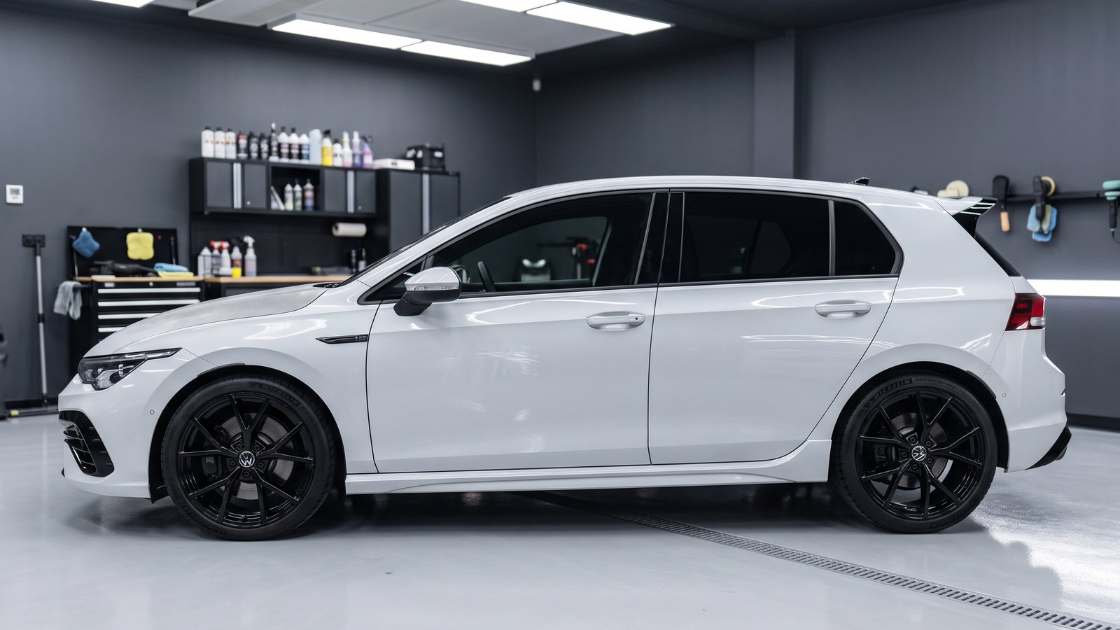 VW Golf después del ploteo, gris satinado